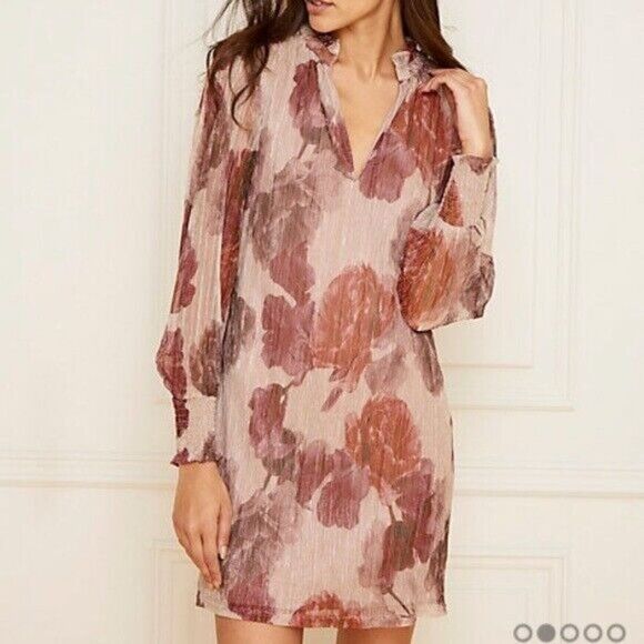 Women Le Chateau Floral Print Metallic Knit Tunic Dress Size 3X - Picture 6 of 6